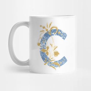 C - Vintage Floral Initial Letter Mug